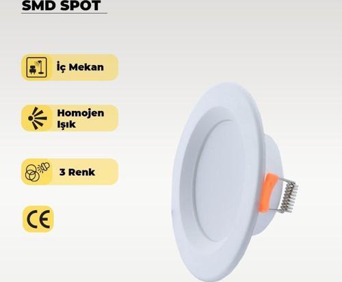 5W Smd Led Plastik Spot Beyaz Beyaz Işık 2 Adet