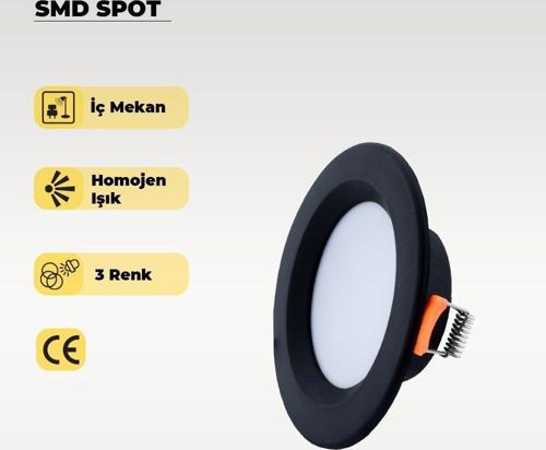 5W Smd Led Plastik Spot Siyah Beyaz Işık 2 Adet