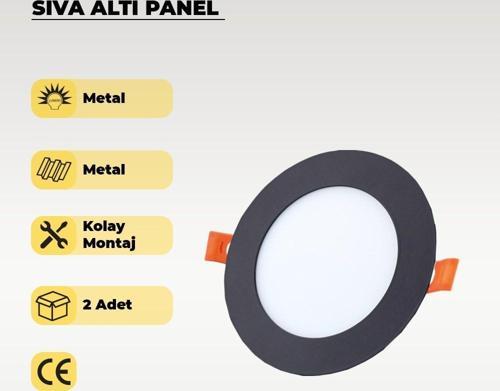 6W Sıva Altı Yuvarlak Siyah Led Panel Beyaz Işık