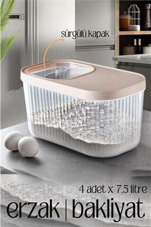 MultiBox Erzak Bakliyat Kutusu Sürgülü Kapak 7.5 Litre 4 ADET