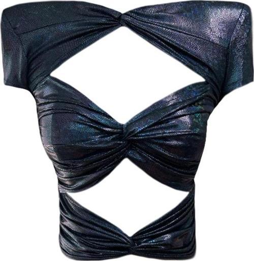 Official Pencere Detaylı Crop Top Lacivert