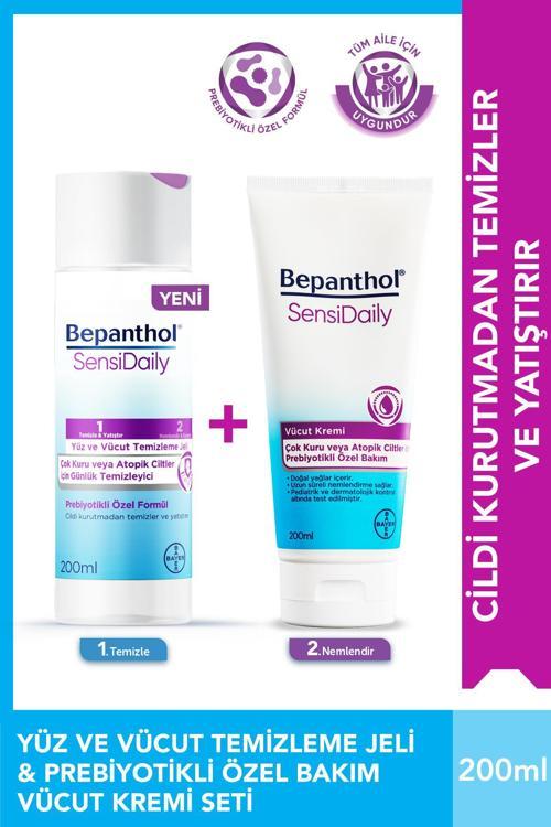 Sensidaily Günlük Vücut Bakım Kremi 200ml + Yüz ve Vücut Temizleme Jeli 200ml - Çok Kuru Atopik Ciltler