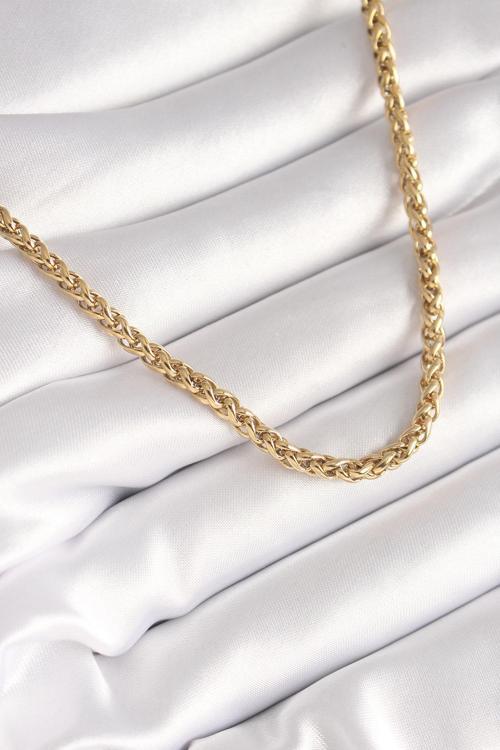 Gold Renk Burgu Zincir Model Kadın Kolye - EBJ250301W31419