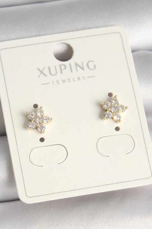 Pirinç Gold Renk Zirkon Taşlı Çiçek Model Xuping Kadın Küpe - EBJ250412W32578