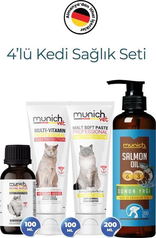Kediler İçin 4'Lü Set Biotine Plus & Balık Yağı & Malt Paste & Multi Vitamin