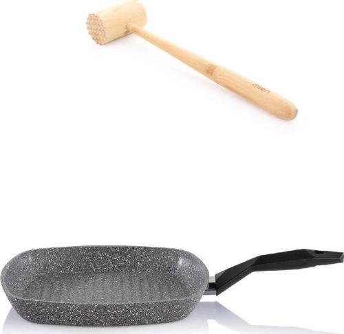 Granit Grill Tava 28 CM ve Bambu Et Döveceği