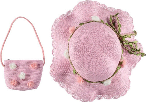 Eleganza Tasarım Model Kız Çocuk Hasır Fötr Şapka Çanta Kombin Set 4/8 YAŞ