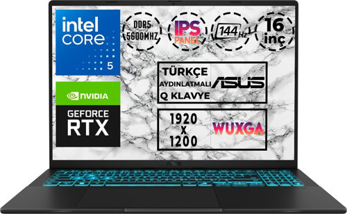 Vivobook 16 Core 5 210H 8GB 512GB SSD 6 GB RTX4050 144Hz 16" Fdos Gaming V3607VU-RP288
