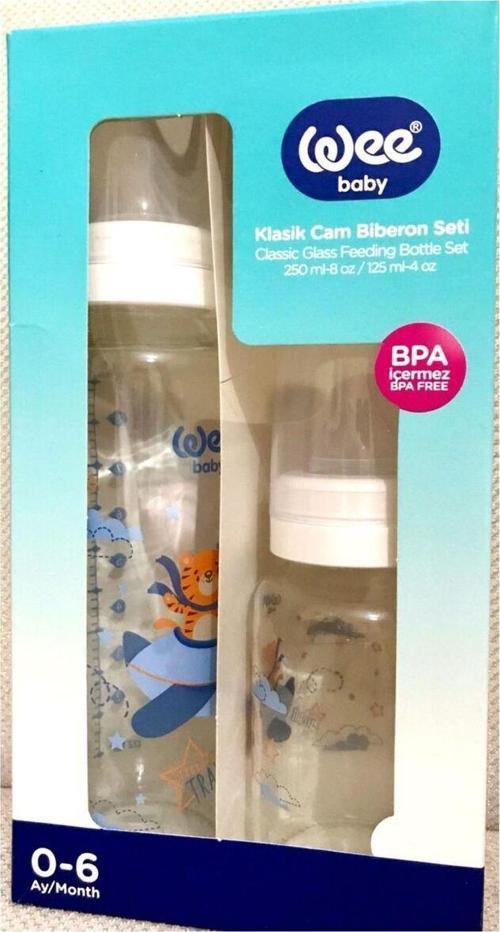 Klasik Cam Biberon Seti 250-125 ml Beyaz