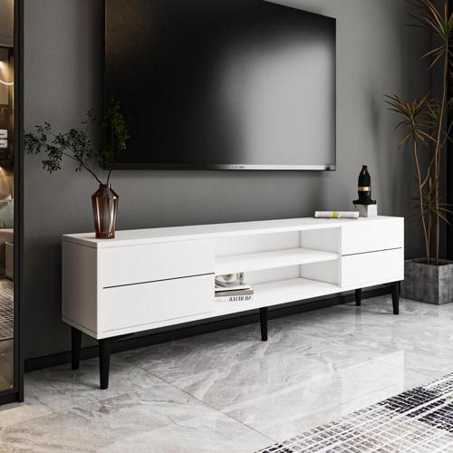 Aragon Modern TV Sehpası – 140 cm, 2 Kapaklı + 2 Açık Raflı, Siyah & Beyaz Renk Seçenekli Tv Ünitesi