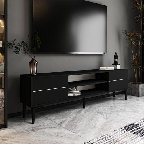 Aragon Modern TV Sehpası – 140 cm, 2 Kapaklı + 2 Açık Raflı, Siyah & Beyaz Renk Seçenekli Tv Ünitesi