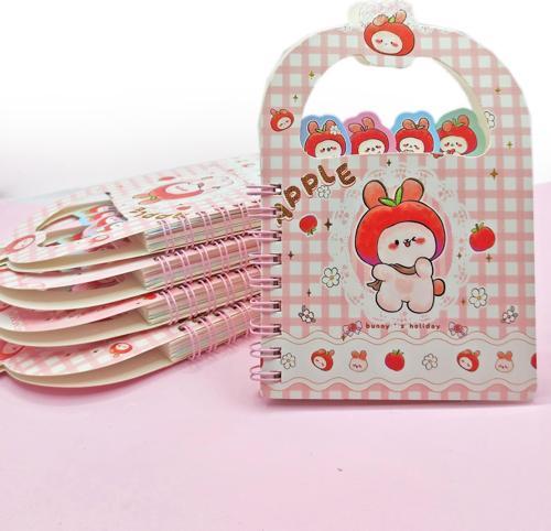 Apple Elma Tavşan Ayraçlı A6 Not Defteri (10x15 cm) - Sweet