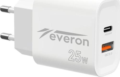 25 W Tecno Camon 17 Pro İle Uyumlu Hızlı Şarj Adaptörü – PD + Standart Usb Çıkışlı EVR-023