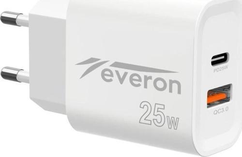 25 W Samsung Galaxy M32 İle Uyumlu Hızlı Şarj Adaptörü – PD + Standart Usb Çıkışlı EVR-023