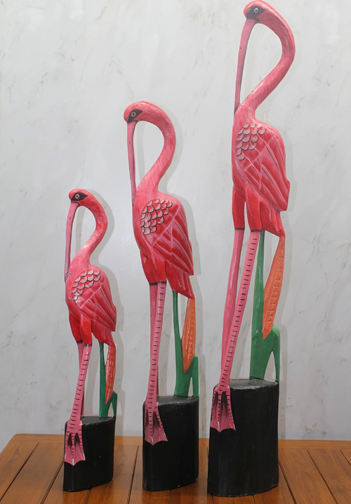 Ahşap 3'lü Flamingo Seti Trendy-5