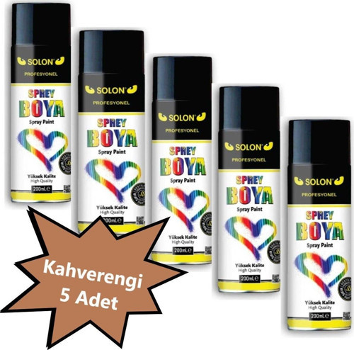 5 Adet Sprey Boya Kahverengi 200 Ml