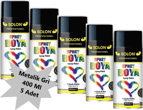 5 Adet Sprey Boya Metalik Gri, 400 Ml