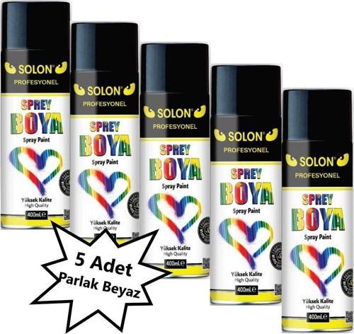 5 Adet Sprey Boya Parlak Beyaz 400 Ml.