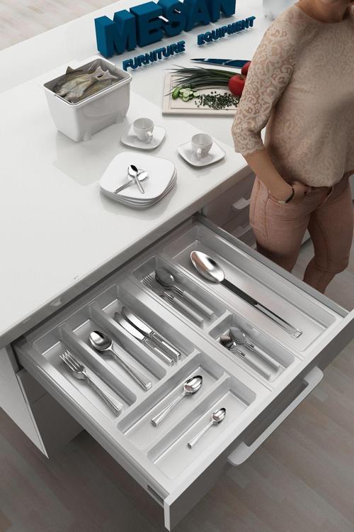 Mutfak Çekmece Içi Kaşıklık 54Cm X 48Cm Yanlar Ve Boydan 4Cm Kesilebilir, Beyaz