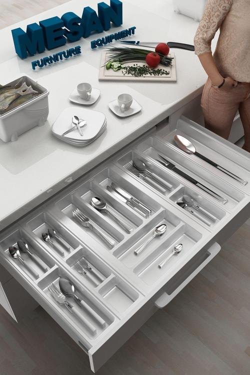 Mutfak Çekmece Içi Kaşıklık 84Cm X 48Cm Yanlar Ve Boydan 4Cm Kesilebilir, Beyaz