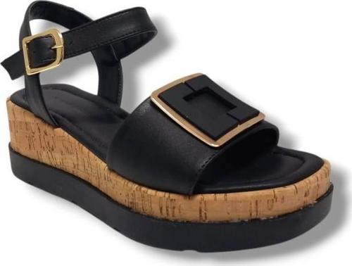 2104-25 Deri Anatomik Kare Tokalı Kadın Sandalet