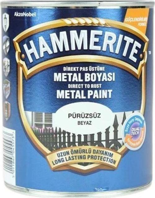 Hammerite Pas Üstü Metal Boyası Düz Beyaz 0,75Lt