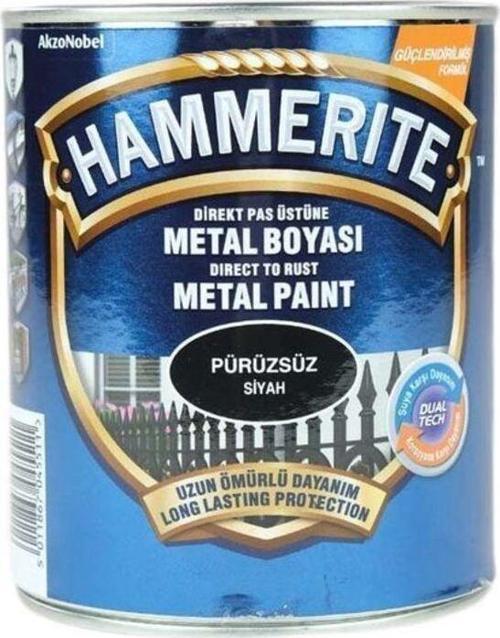 Hammerite Pas Üstü Metal Boyası Düz Siyah 0,75Lt