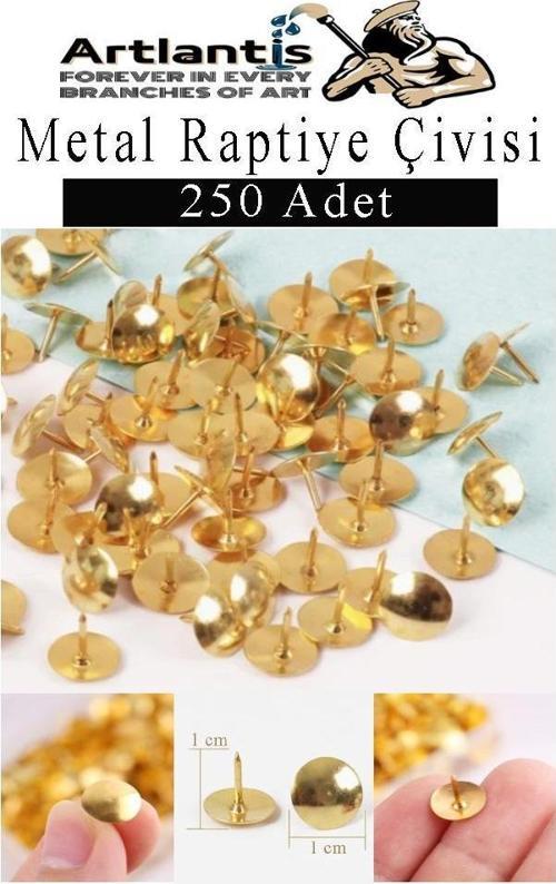 Metal Raptiye Çivisi 250 Adet 1 Paket Perçinli Altın Sarı Raptiye Nikel Kaplamalı Ev Okul Büro Yuvarlak Raptiye