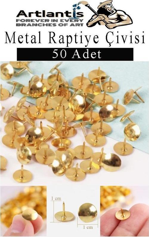 Metal Raptiye Çivisi 50 Adet 1 Paket Perçinli Altın Sarı Raptiye Nikel Kaplamalı Ev Okul Büro Yuvarlak Raptiye