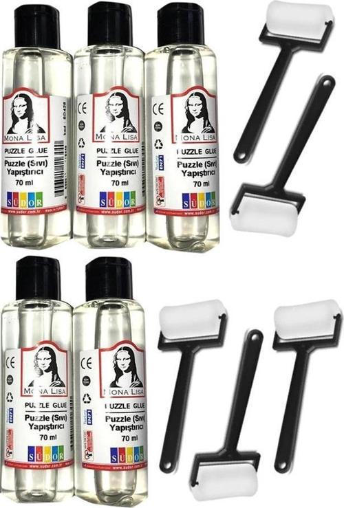 Puzzle Yapıştırıcı 70 ml 5 Adet ve Silindir Sünger Fırça 5 Adet Monalisa Pazıl Yapıştırıcısı