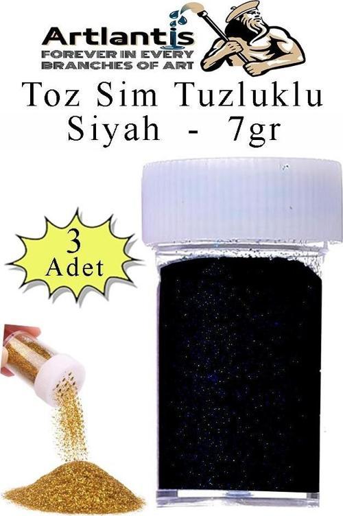 Siyah Toz Sim Tuzluklu 7 gr 3 Adet Renkli Toz Sim Epoksi Reçine Okul Etkinlik Dekarasyon Slime