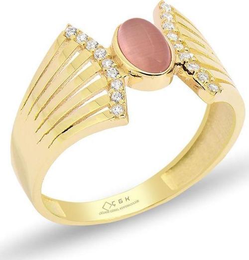 Pembe Opal Taşlı Altın Yüzük