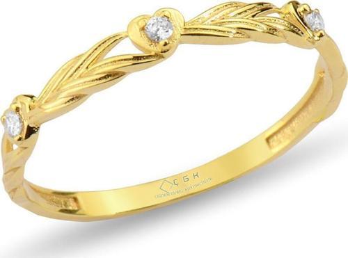 Taşlı Kalpli Minimal Altın Yüzük