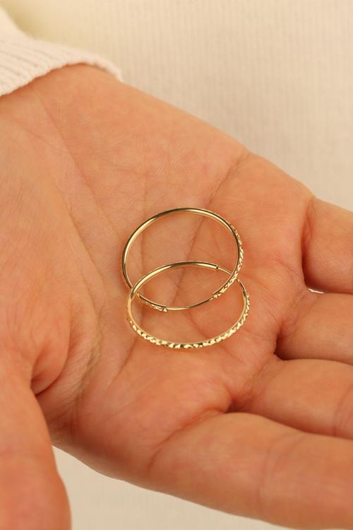 14 Ayar 2.3 Cm Halka Altın Küpe
