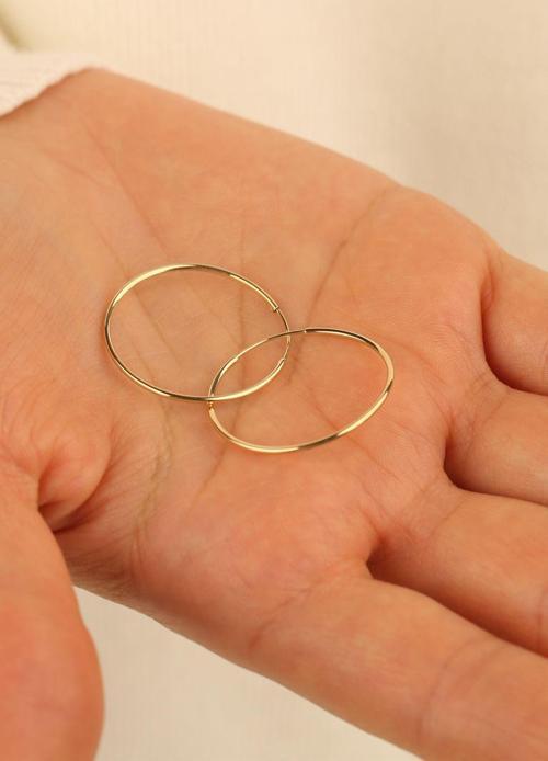 14 Ayar 2.5Cm Halka Altın Küpe