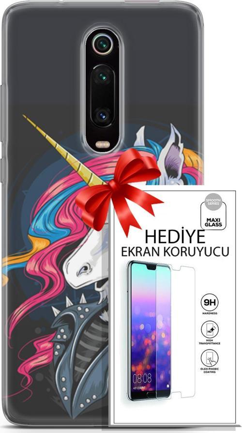 Xiaomi Mi 9T Kılıf Orijinal Seri Punky 01 Unicorn Telefon Kılıfı + Ekran Koruyucu
