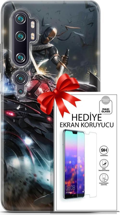 Xiaomi Mi Note 10 Pro Kılıf Orijinal Seri Dc 07 Batman Vs Deathstroke Desenli Kılıf + Ön Ekran Koruyucu