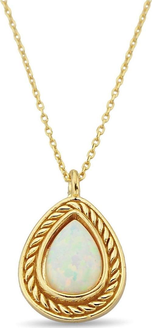 Opal Taşlı Damla Kolye