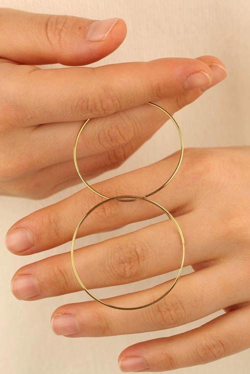 14 Ayar 4Cm Halka Altın Küpe
