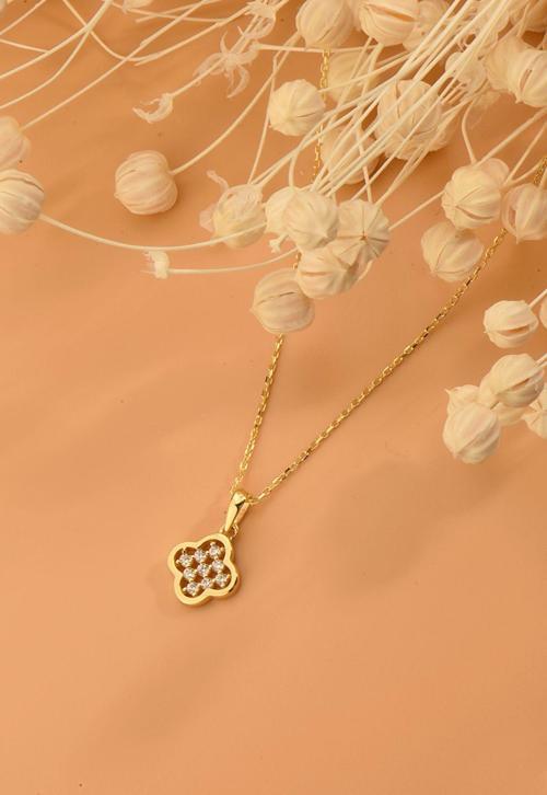 14 Ayar Yonca Altın Kolye