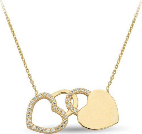 Kadın Sarı Kalpler Altın Kolye