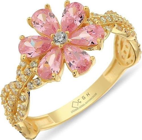 Pembe Çiçek Altın Yüzük Zy0296 14Yeni0108