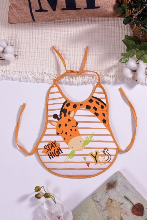 Zurafa Desen Ekose Baskılı Ekonomik Sıvı Geçirmez Armut Önlük Mama Ve Aktivite Önlüğü