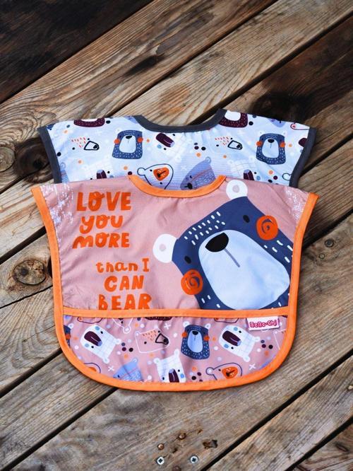 Babydonat Bear'S Desenli 2'Li Kombin Kolsuz Mama Önlüğü