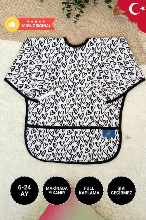 Heart Desenli Sıvı Geçirmez Unisex Aktivite Ve Mama Önlüğü 6-24 Ay