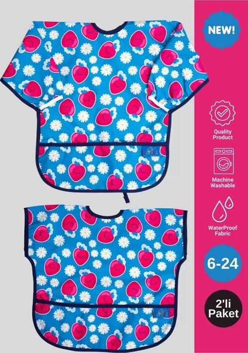 Yeni Trend 2’Li Set Sıvı Geçirmez Mama-Aktivite Önlüğü 6-24 Ay