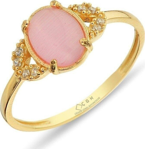 Pembe Opal Taşlı Altın Yüzük Çgkyy05 14Yeni0039