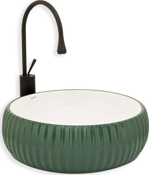 TEZGAH ÜSTÜ ÇANAK LAVABO E-4161Y YEŞİL-BEYAZ