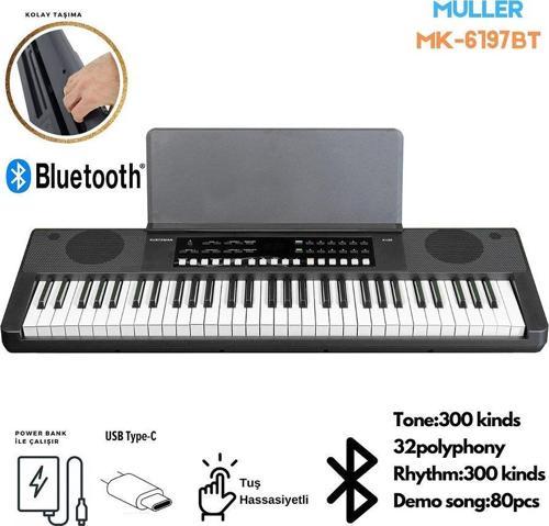 MK-6197BT 61 TUŞ ORG TUŞ HASSASİYETLİ (BLUETOOTH ÖZELLİKLİ)