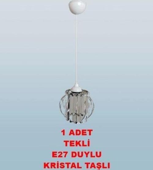 Kristal Taşlı Yuvarlak Küçük Fiskiye Tekli Avize E-27